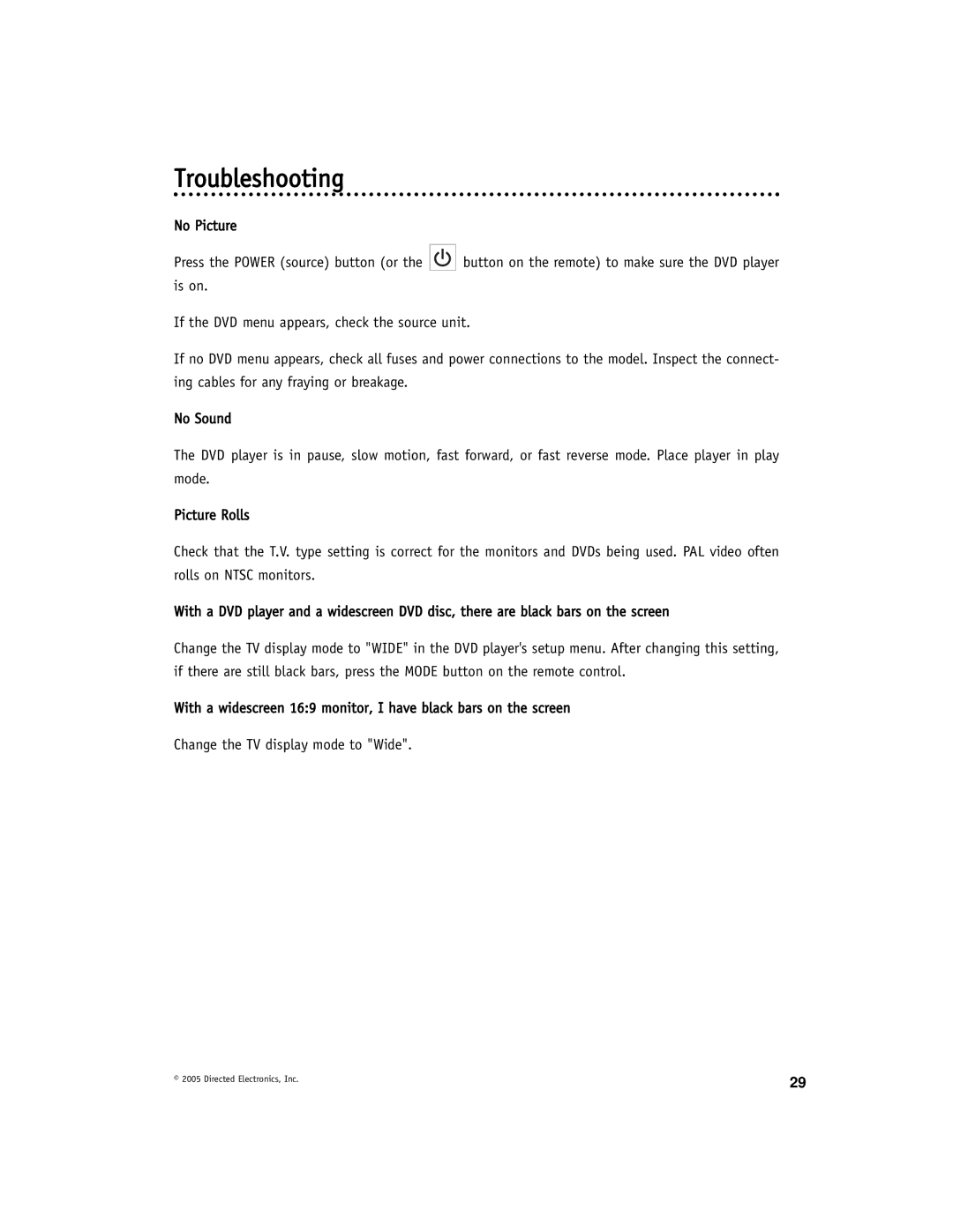 Directed Video DV-POD manual Troubleshooting 