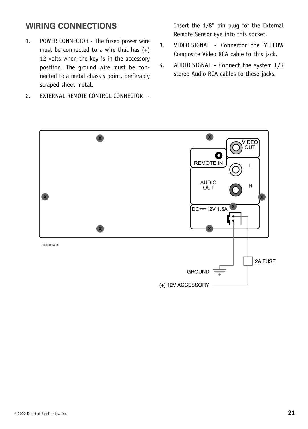 Directed Video DV1600 manual Wiring Connections 