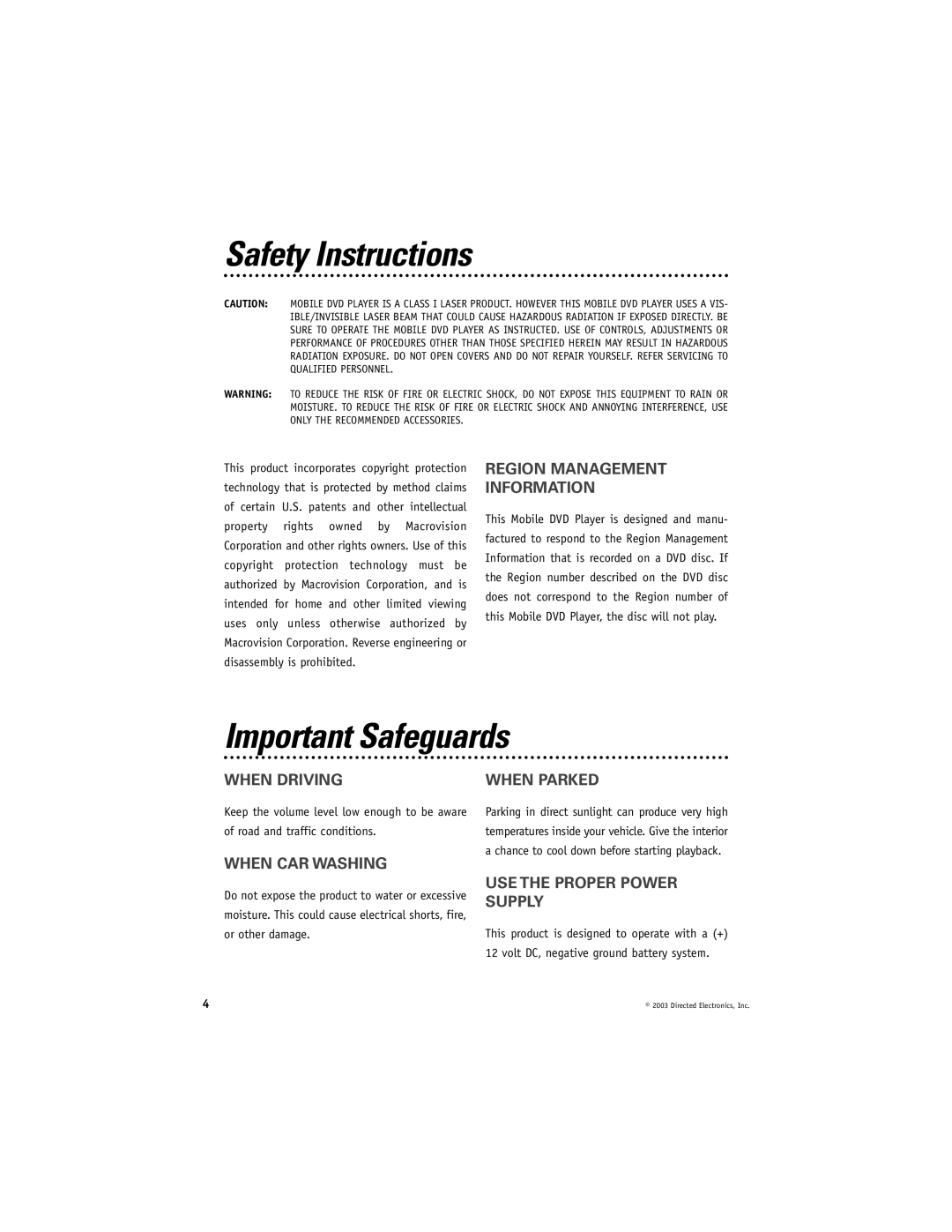 Directed Video DV1700 manual Safety Instructions, Important Safeguards 