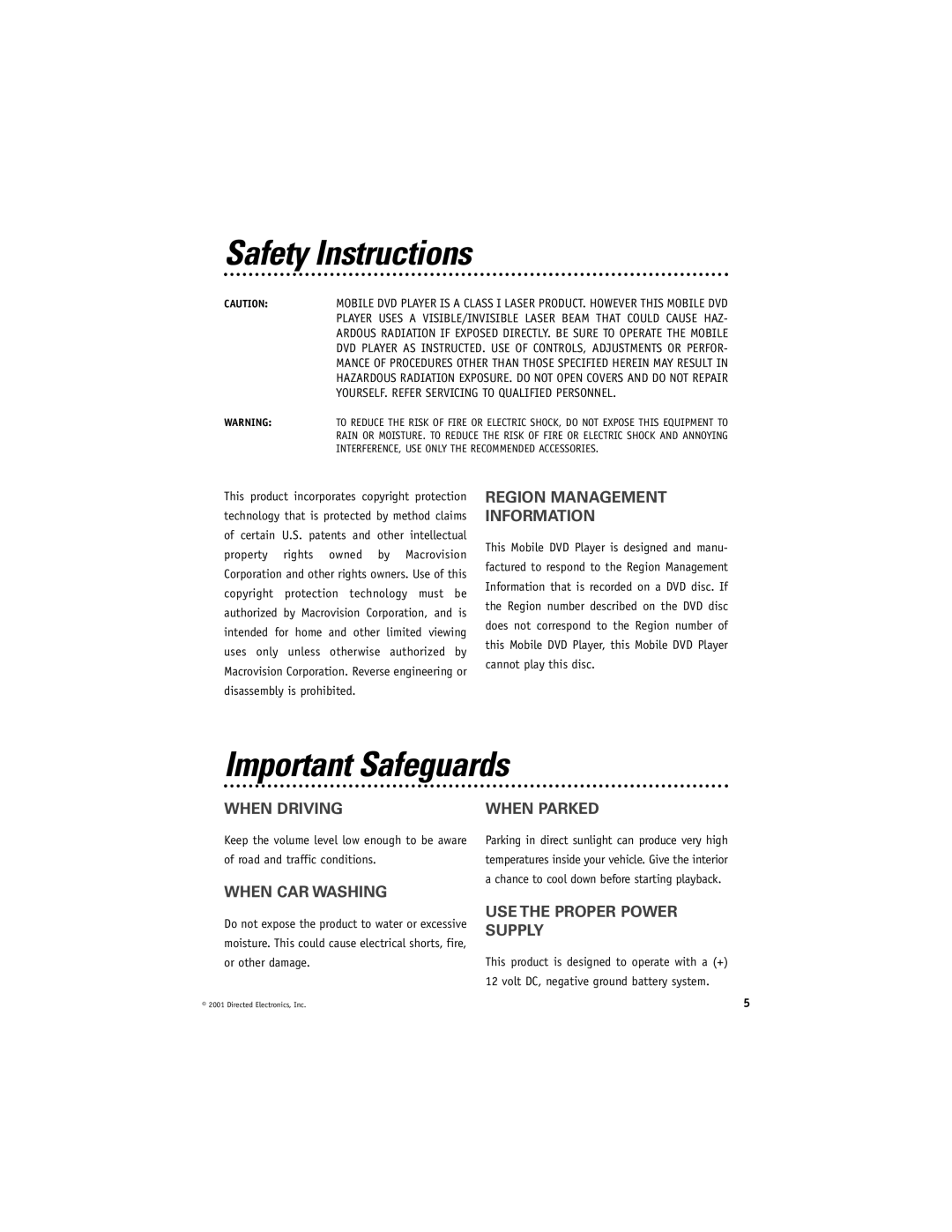 Directed Video DV2600 manual Safety Instructions, Important Safeguards 