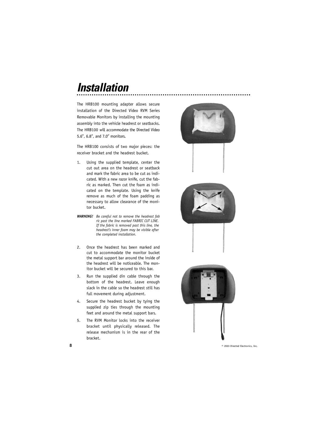 Directed Video HRB100 manual Installation 