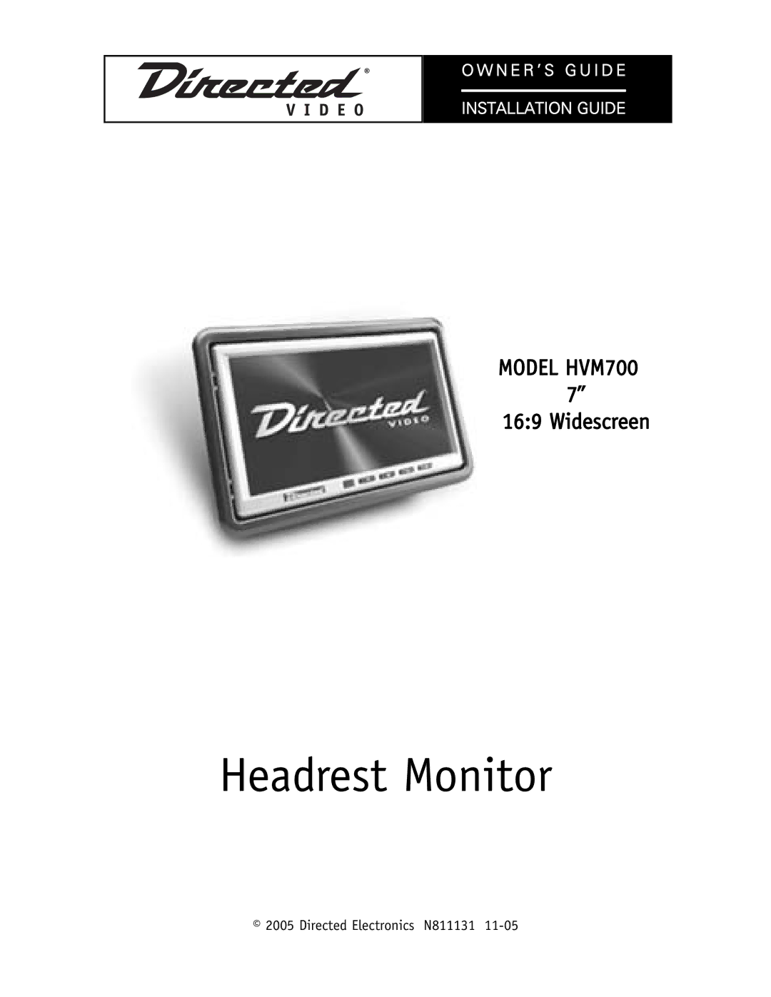 Directed Video HVM700 manual Headrest Monitor 