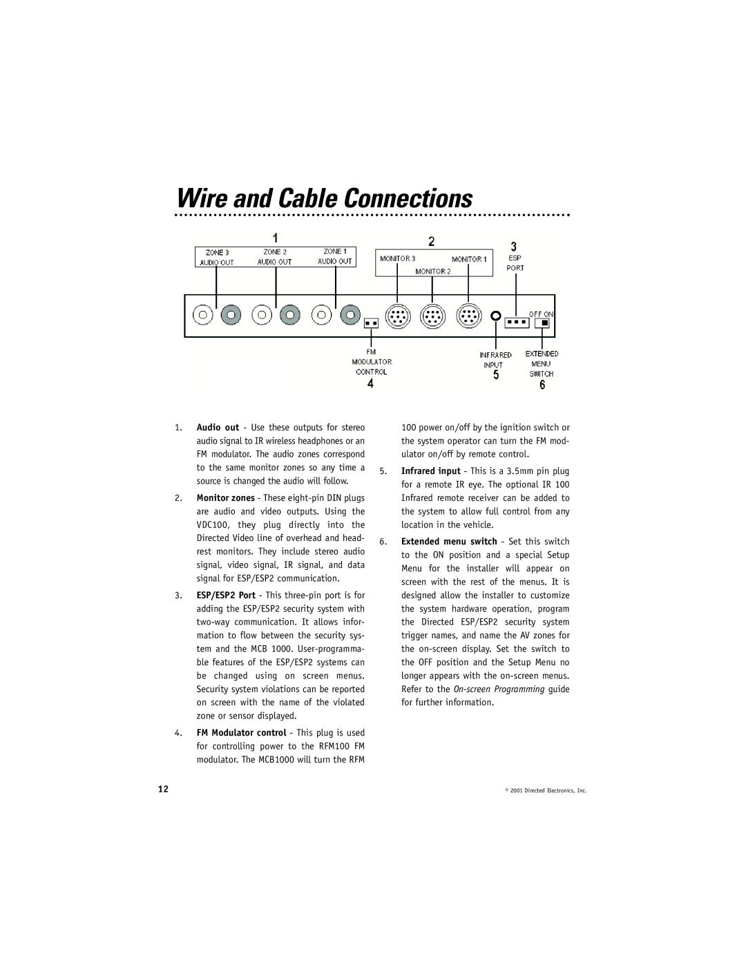 Directed Video MCB1000 manual Wire and Cable Connections 