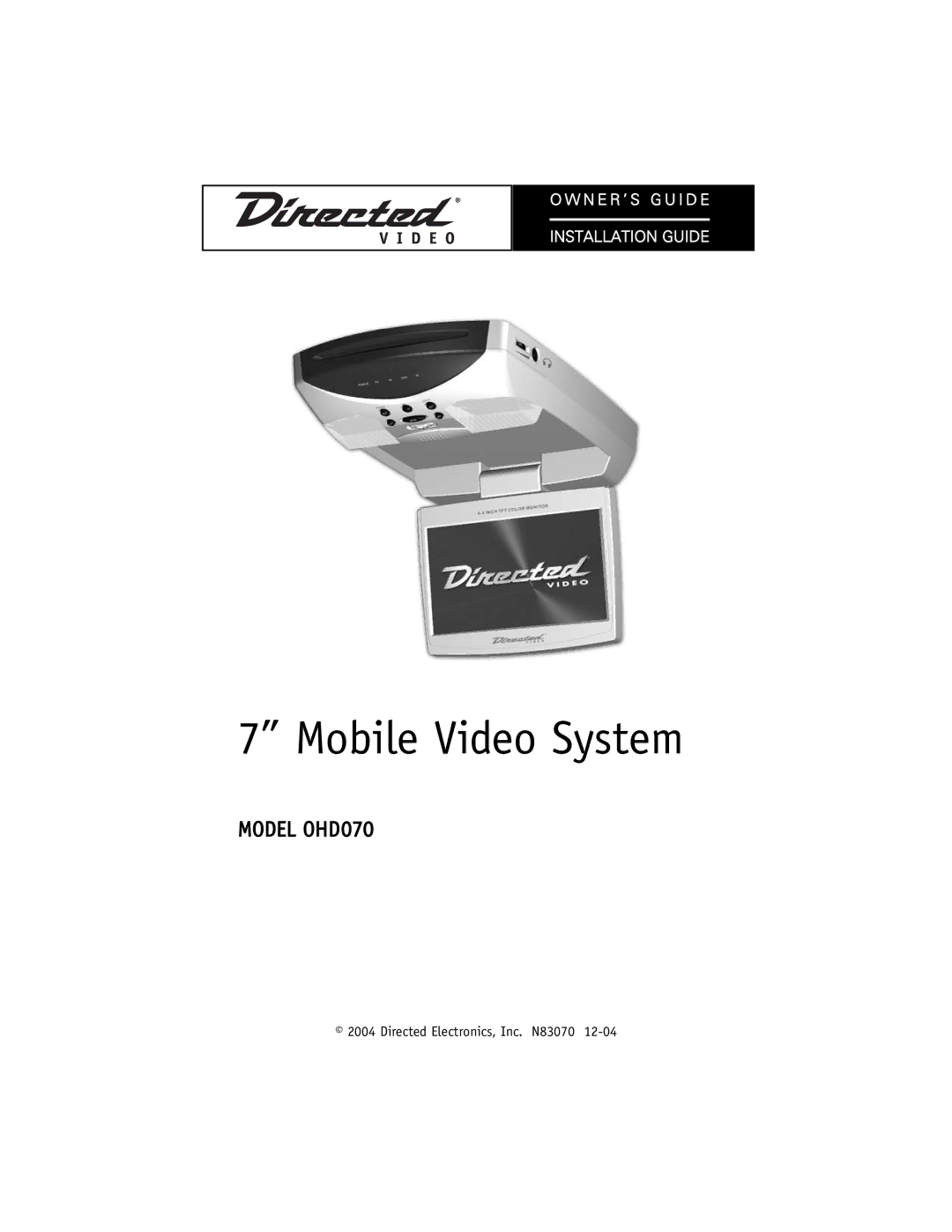 Directed Video OHD070 manual Mobile Video System 