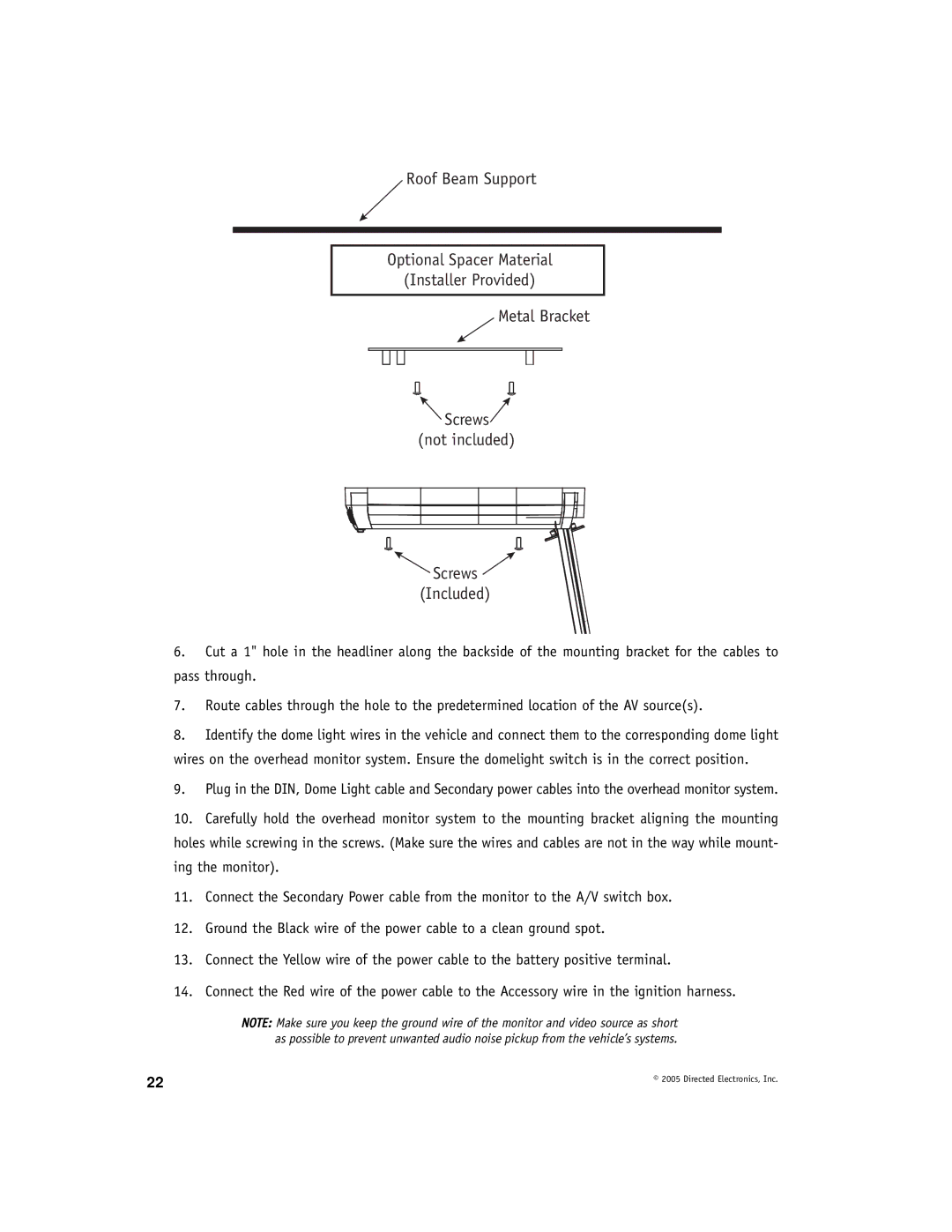 Directed Video OHW17 manual Directed Electronics, Inc 