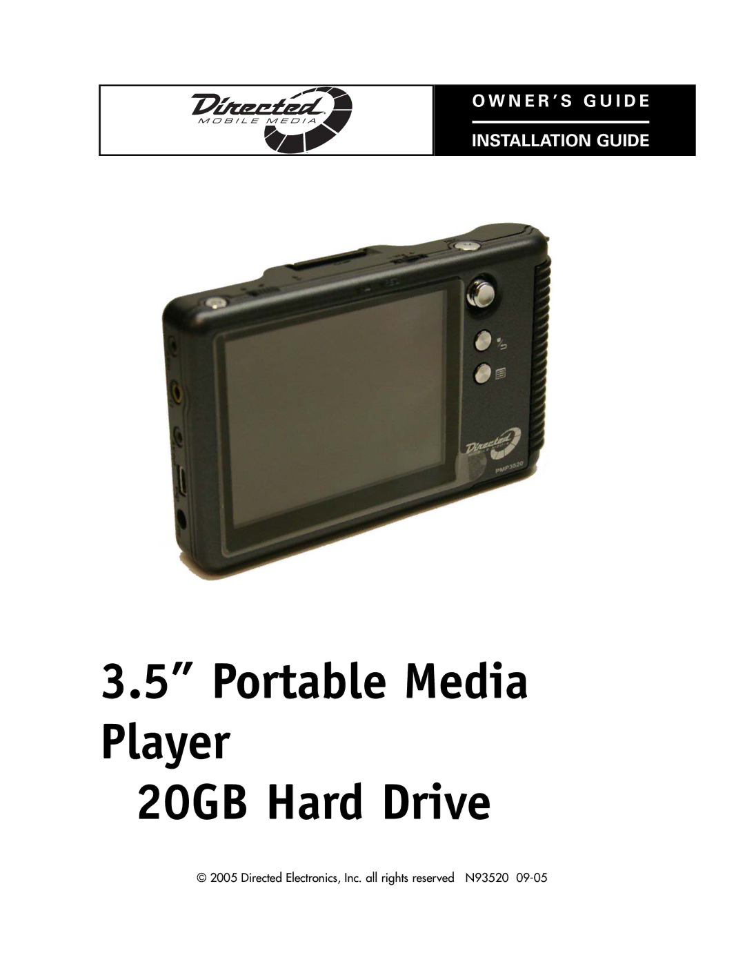 Directed Video manual Portable Media Player 20GB Hard Drive 