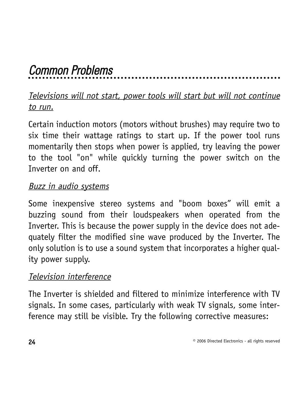 Directed Video VDC301 manual Common Problems, Buzz in audio systems 