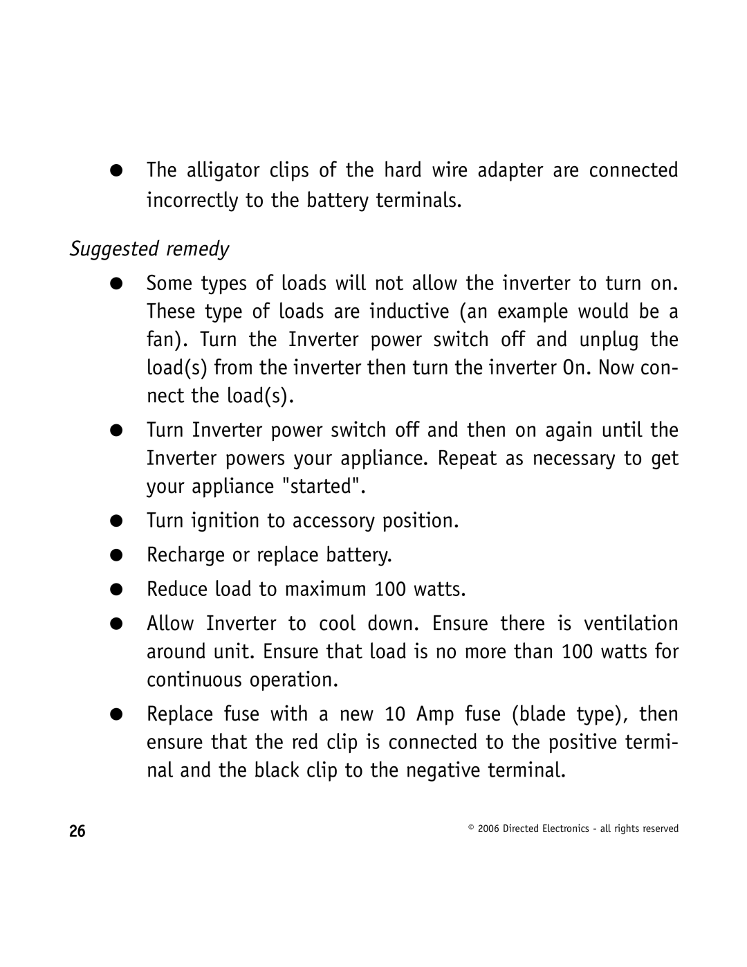 Directed Video VDC301 manual Suggested remedy 