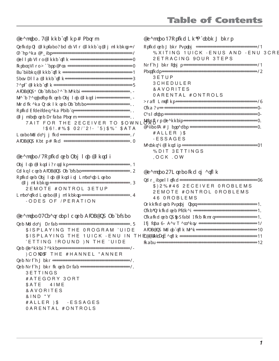 DirecTV D10 manual Table of Contents 