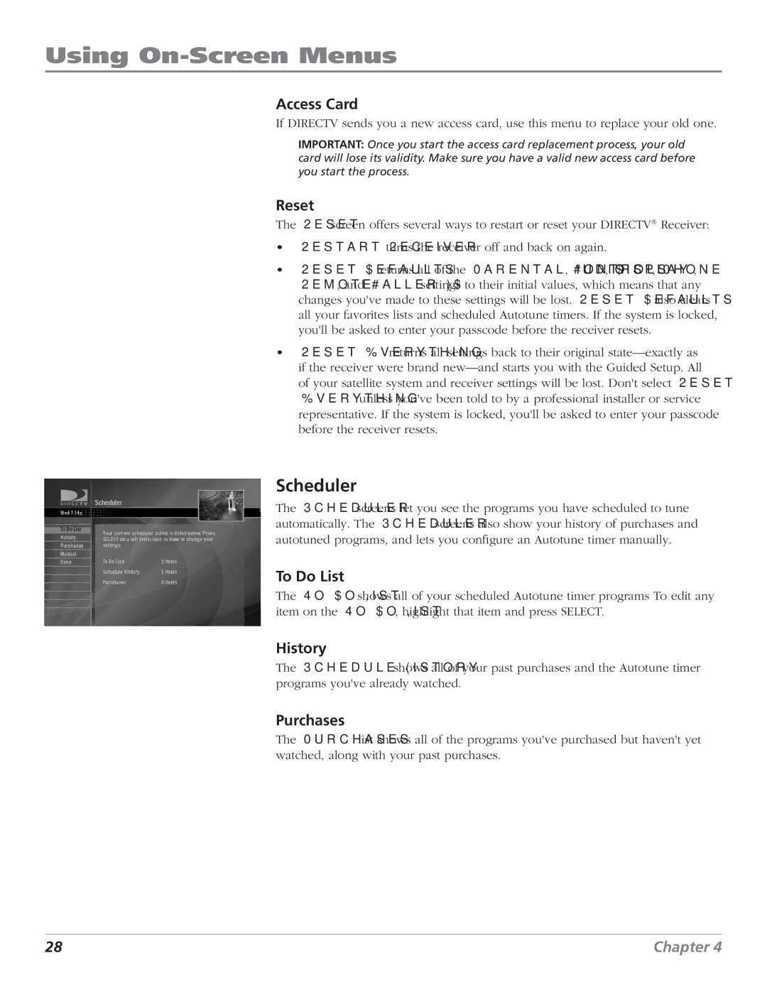 DirecTV D10 manual Scheduler 