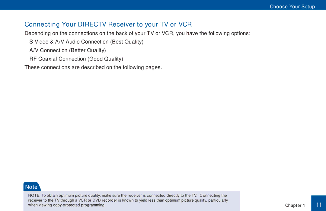 DirecTV D11 manual Connecting Your Directv Receiver to your TV or VCR 