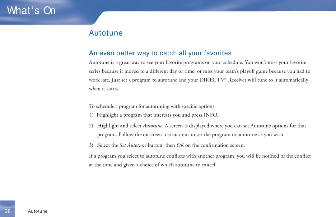 DirecTV D11 manual Autotune, An even better way to catch all your favorites 