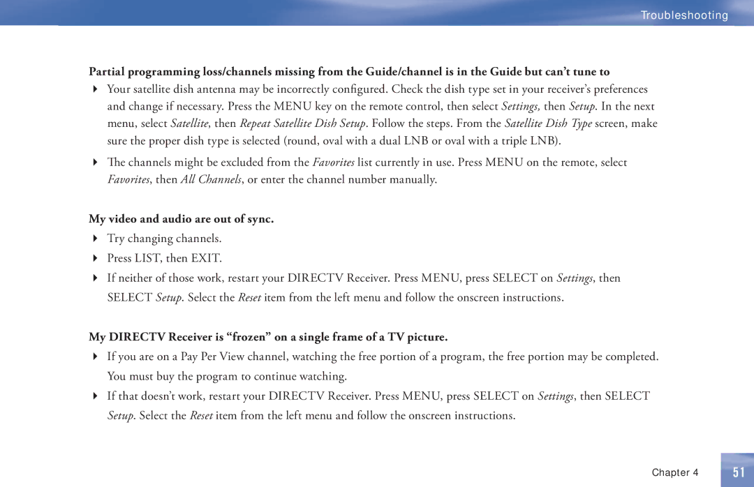 DirecTV D11 manual My video and audio are out of sync 