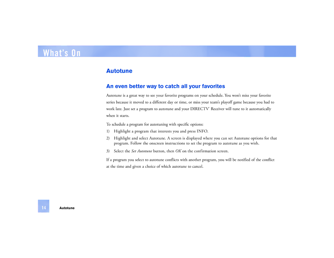 DirecTV D12 manual Autotune, An even better way to catch all your favorites 