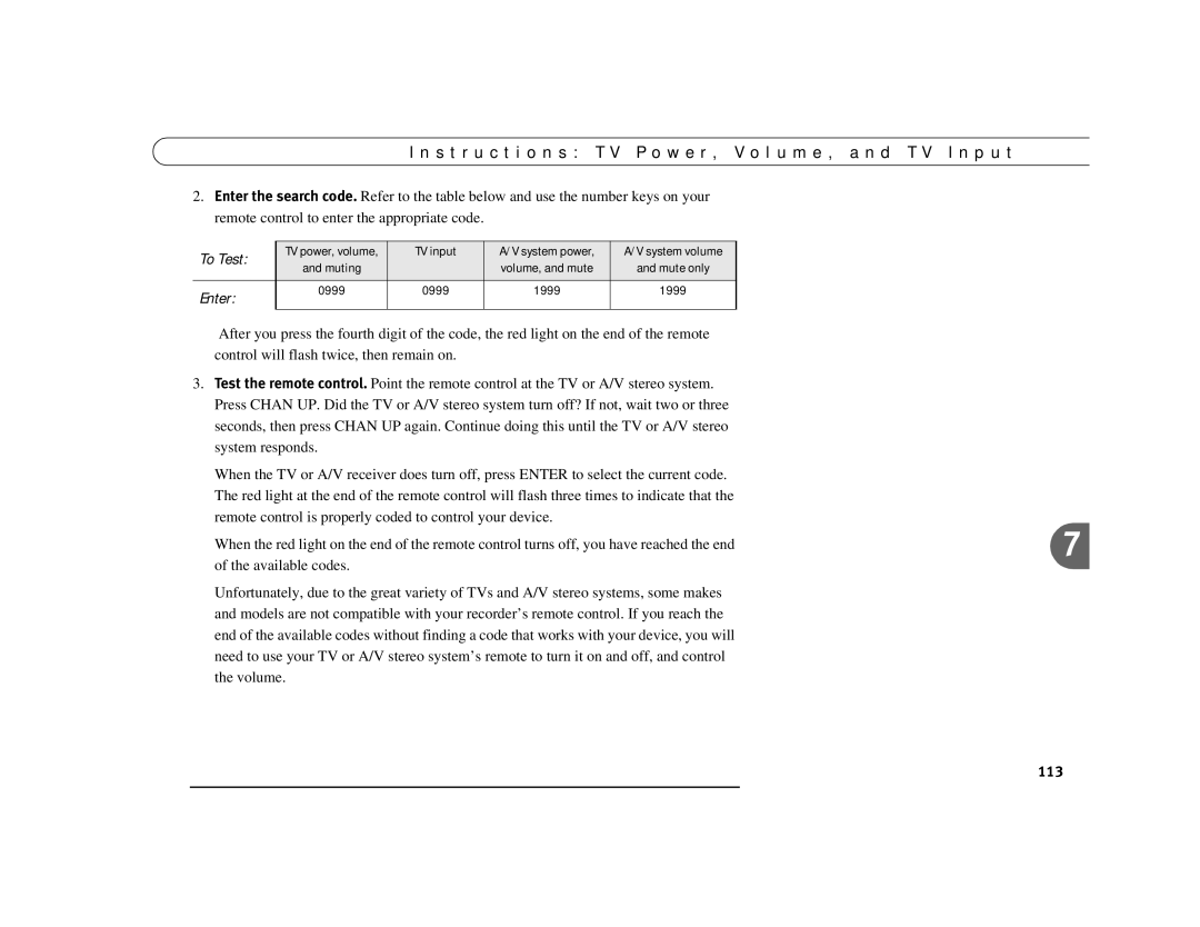 DirecTV Digital Satellite Recorder manual Enter, 113 