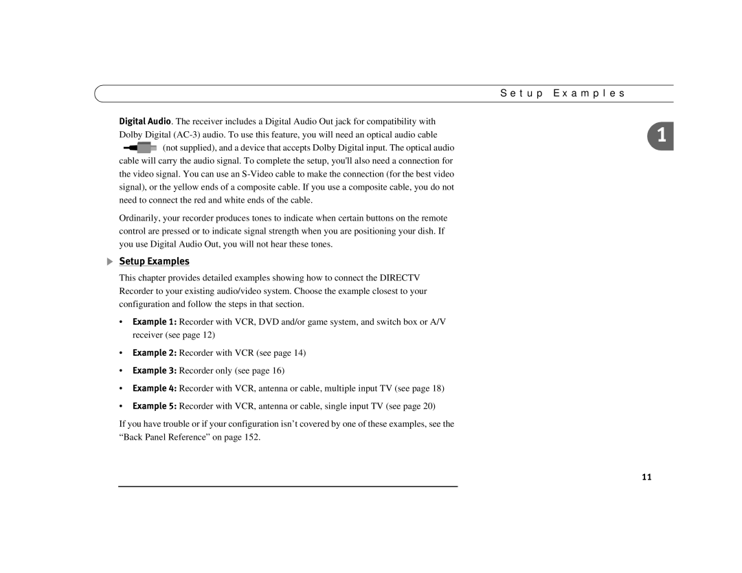 DirecTV Digital Satellite Recorder manual Setup Examples, T u p E x a m p l e s 