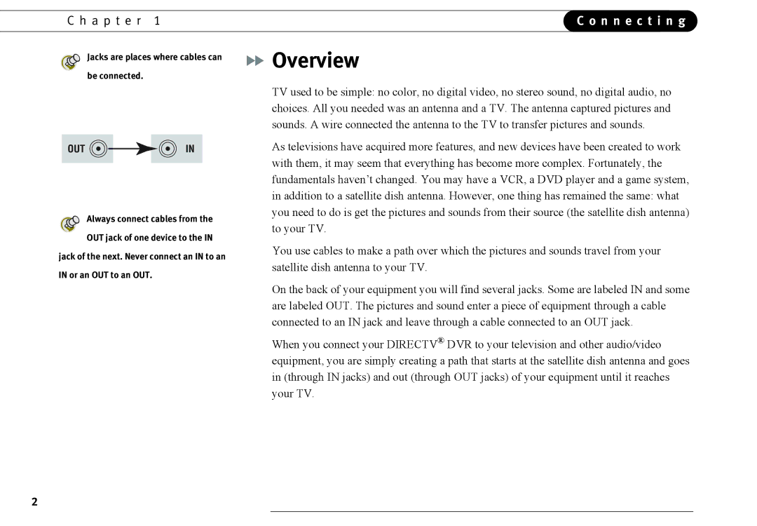 DirecTV DVR40, DVR120 manual Overview, A p t e r 