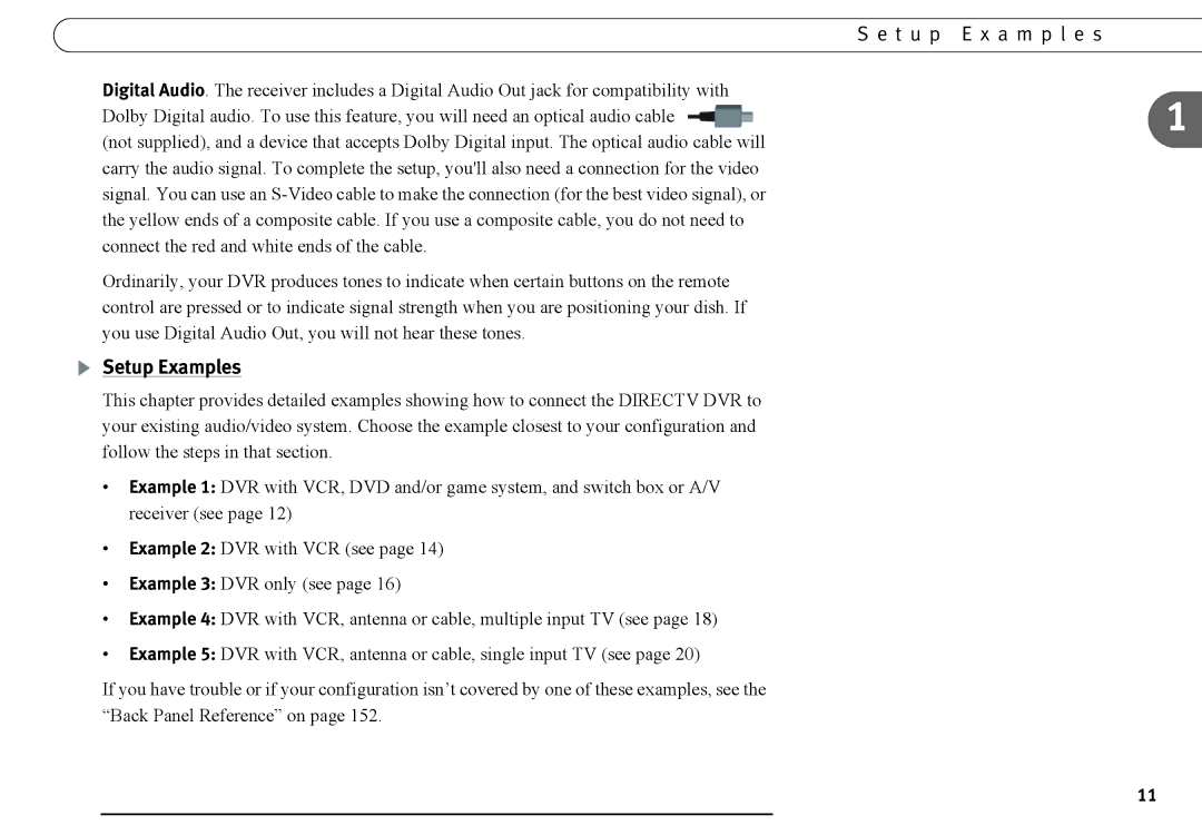 DirecTV DVR120, DVR40 manual T u p E x a m p l e s, Setup Examples 