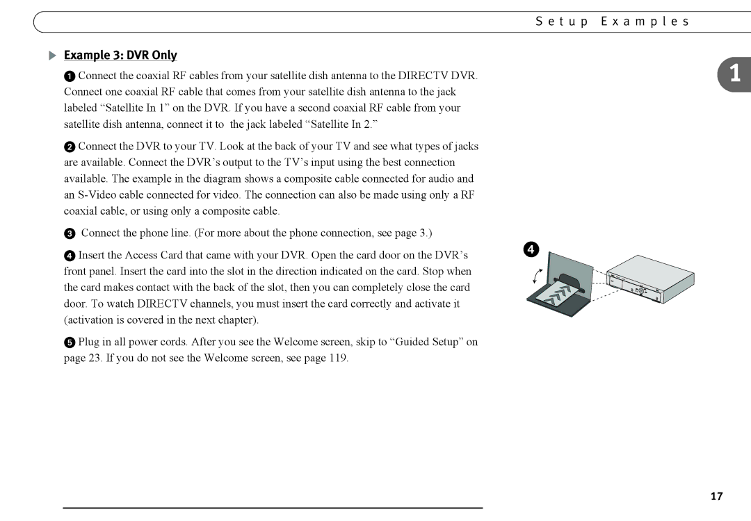 DirecTV DVR120, DVR40 manual Example 3 DVR Only 