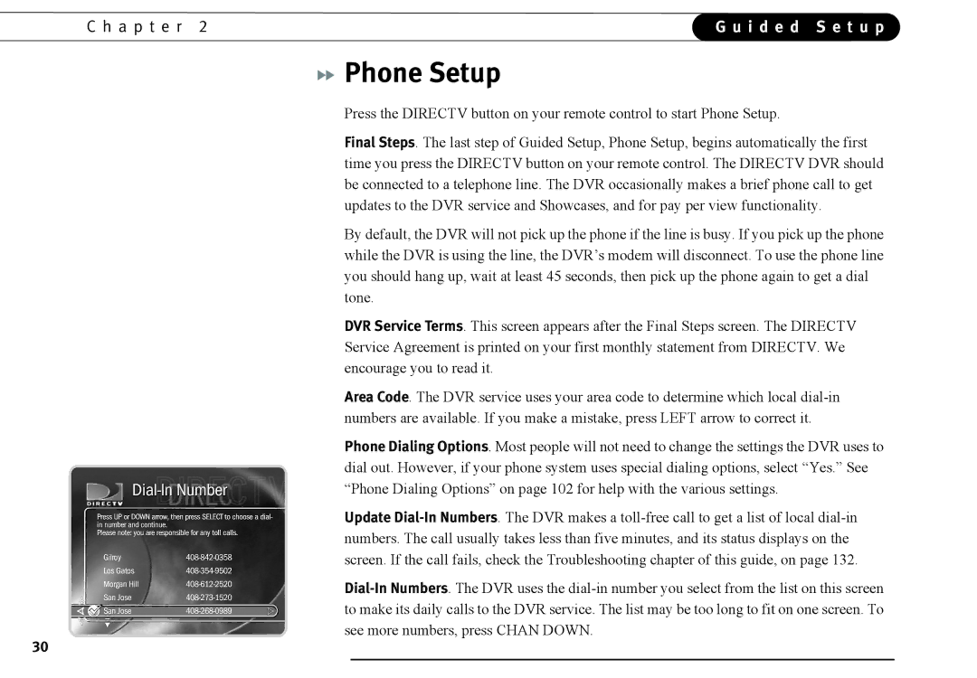 DirecTV DVR40, DVR120 manual Phone Setup 