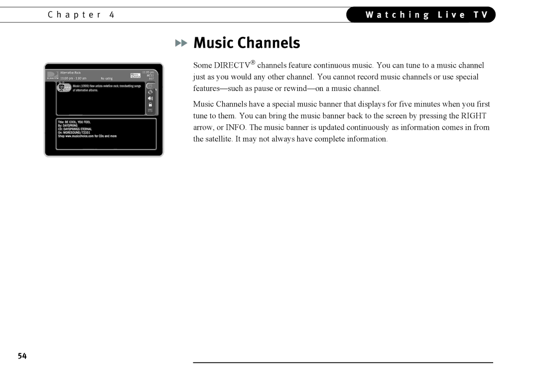 DirecTV DVR40, DVR120 manual Music Channels 