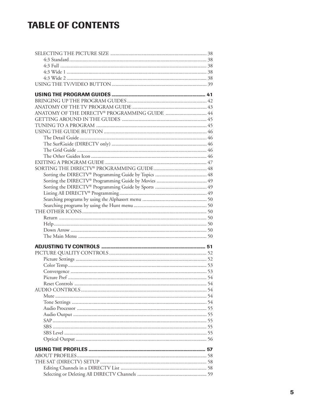 DirecTV DW65X91 owner manual Selecting the Picture Size 