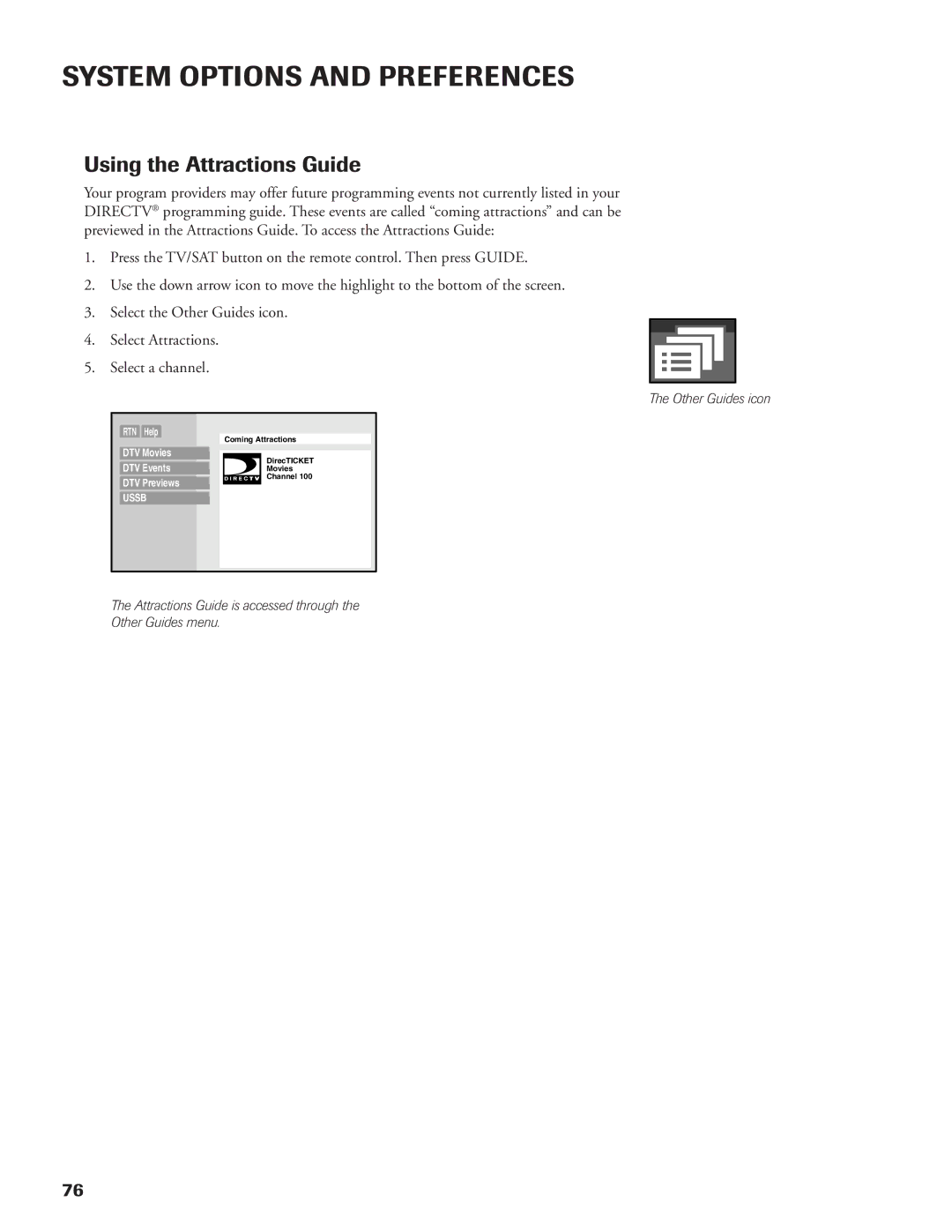 DirecTV DW65X91 owner manual Using the Attractions Guide 