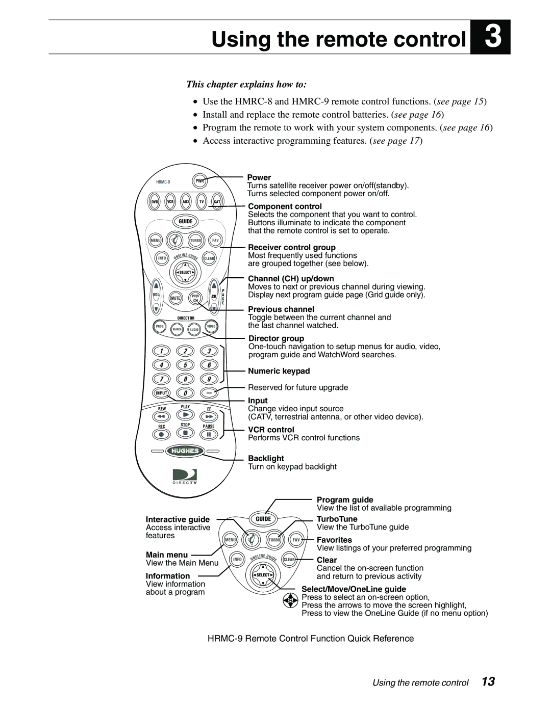 DirecTV GAEB0, GCEB0 manual Using the remote control, Component control 