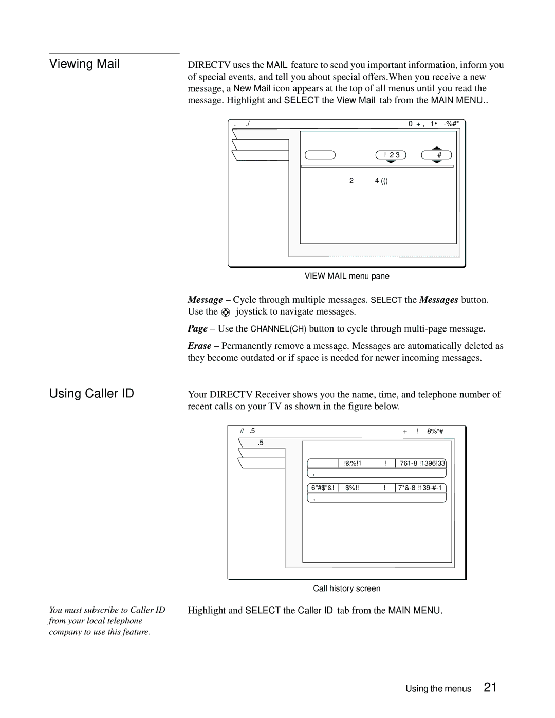 DirecTV GAEB0, GCEB0 manual Viewing Mail Using Caller ID, View Mail 