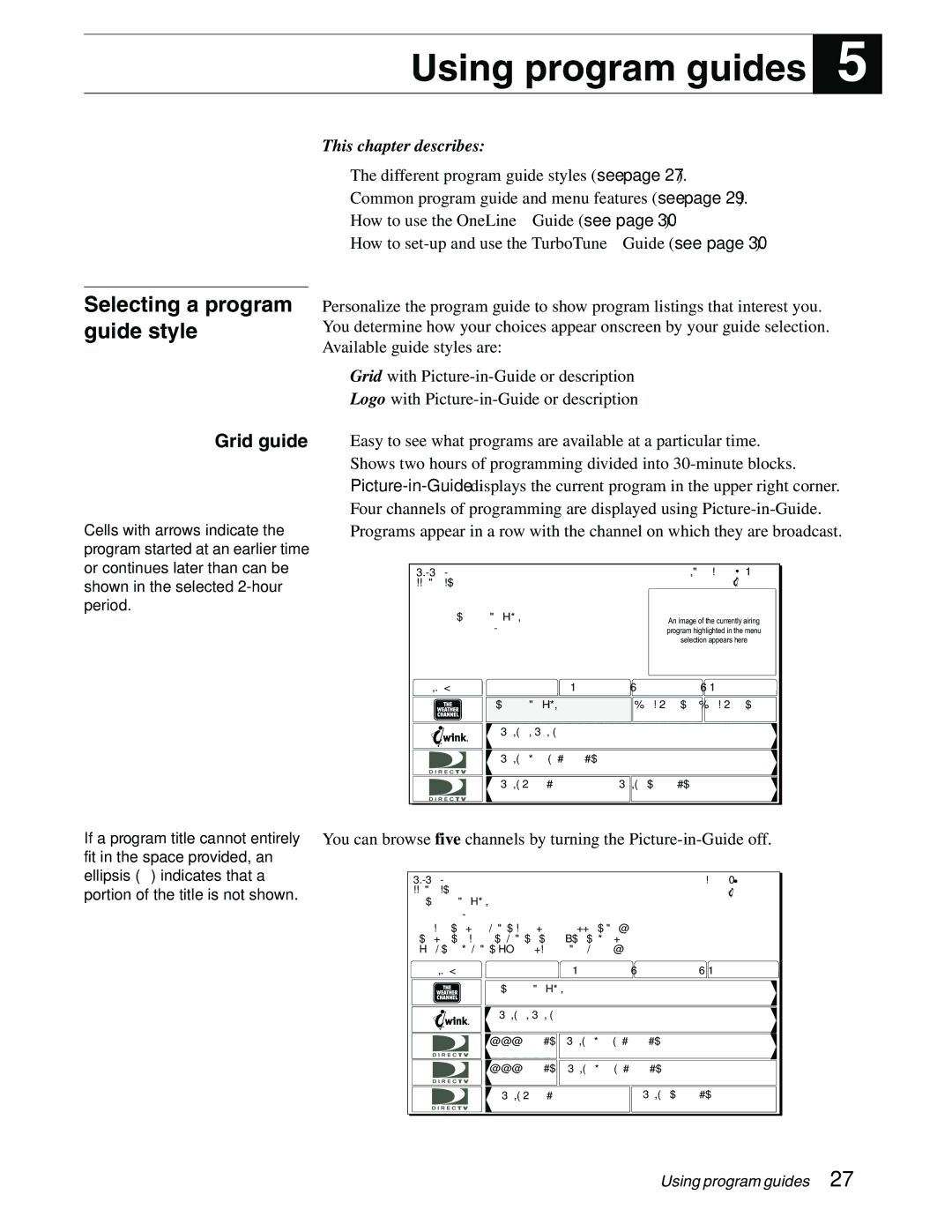 DirecTV GAEB0, GCEB0 manual Using program guides, Grid guide 