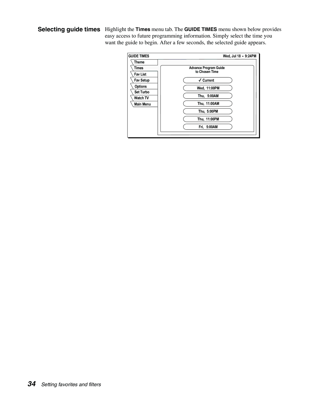 DirecTV GCEB0, GAEB0 manual Guide Times 