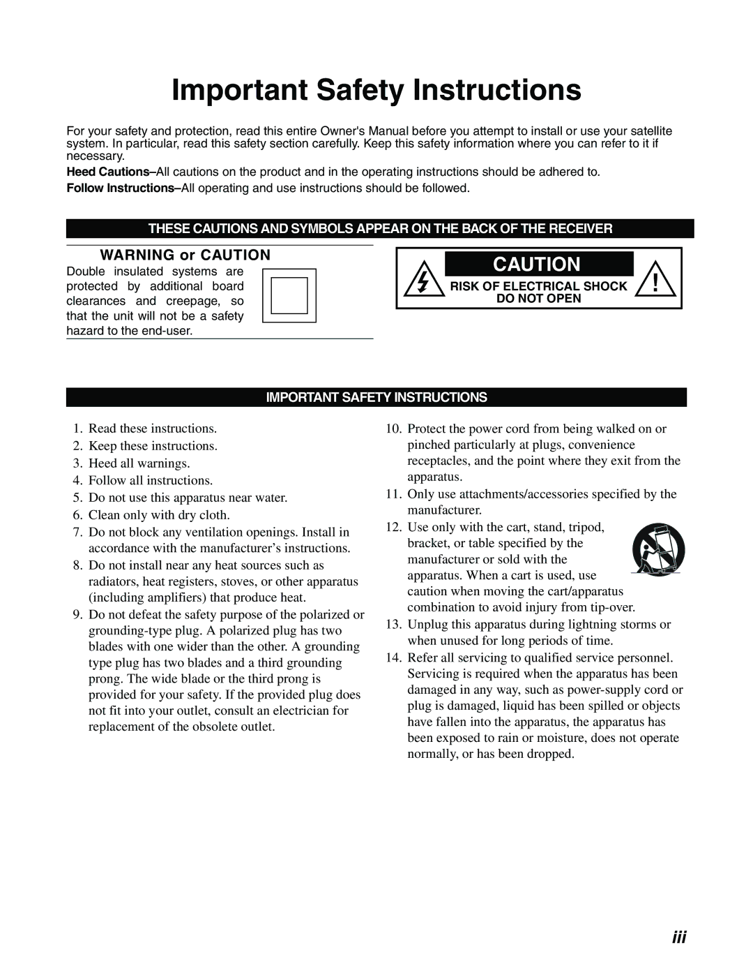 DirecTV GAEB0A, GCEB0A manual Important Safety Instructions 