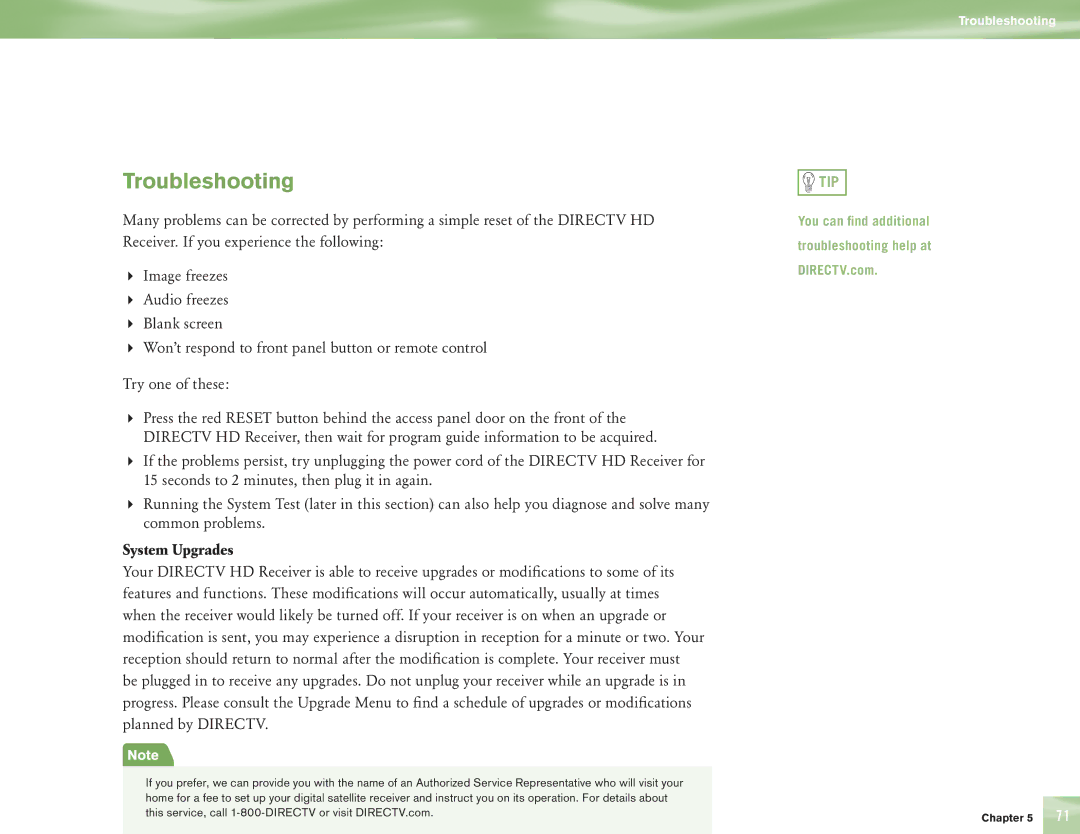 DirecTV H10 manual Troubleshooting, System Upgrades 