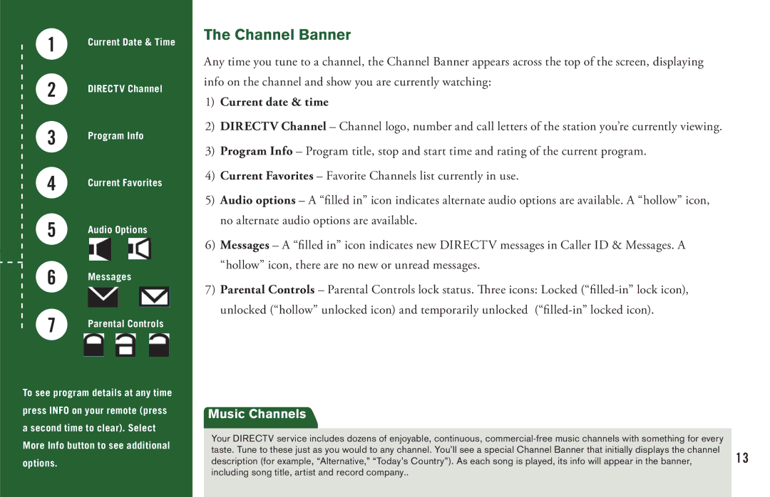 DirecTV H20 manual Channel Banner, Current date & time 