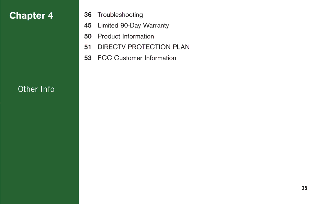 DirecTV H20 manual Other Info 