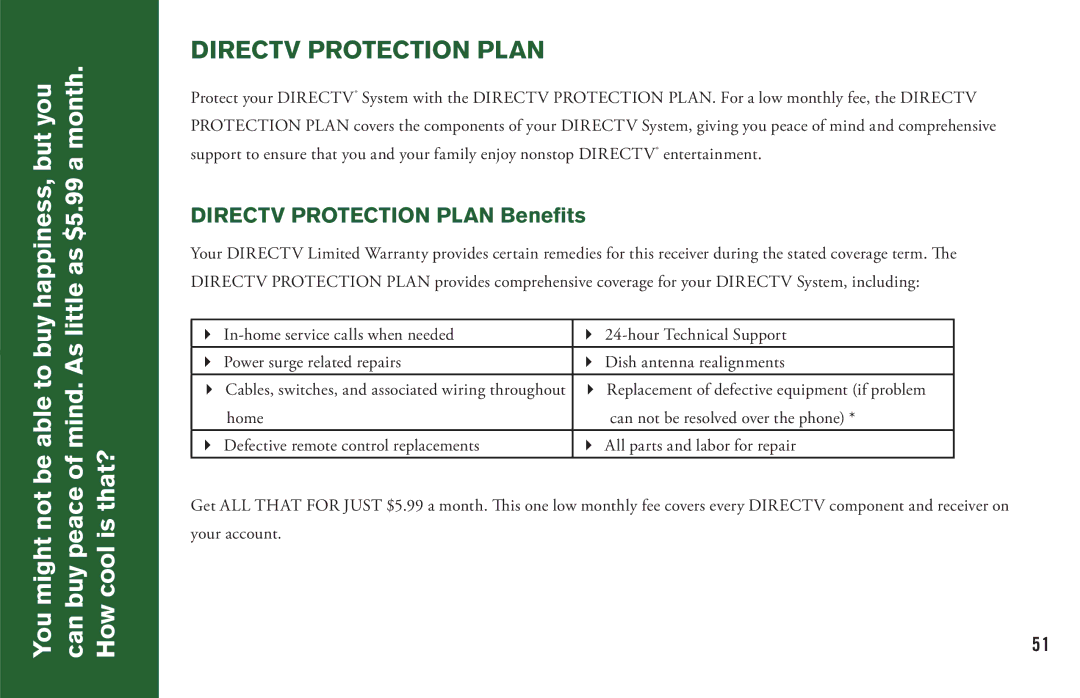 DirecTV H20 manual But you Month, Mind. As little as $5.99, You might not be Can buy peace of How cool is that? 