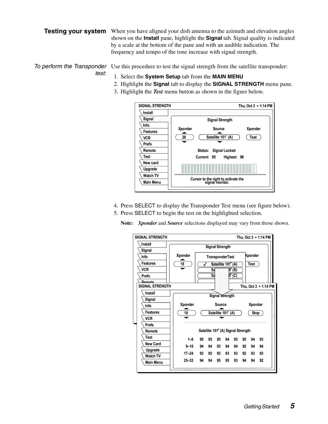 DirecTV HAH-SA manual Signal Strength 