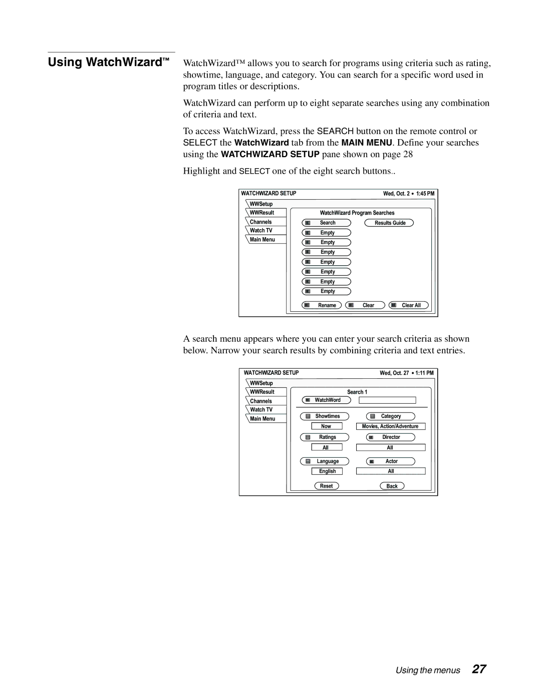 DirecTV HAH-SA manual Watchwizard Setup 