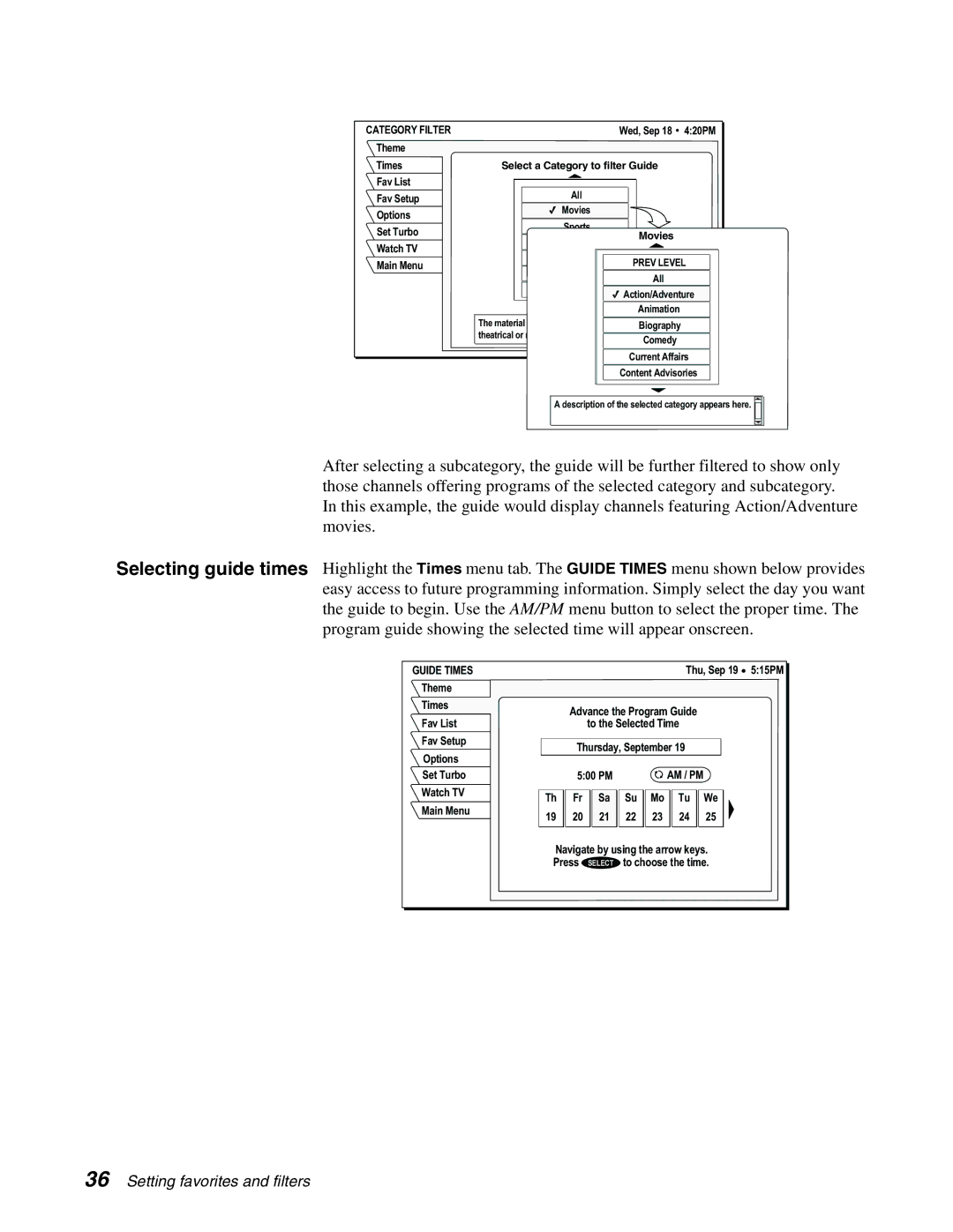 DirecTV HAH-SA manual Guide Times 