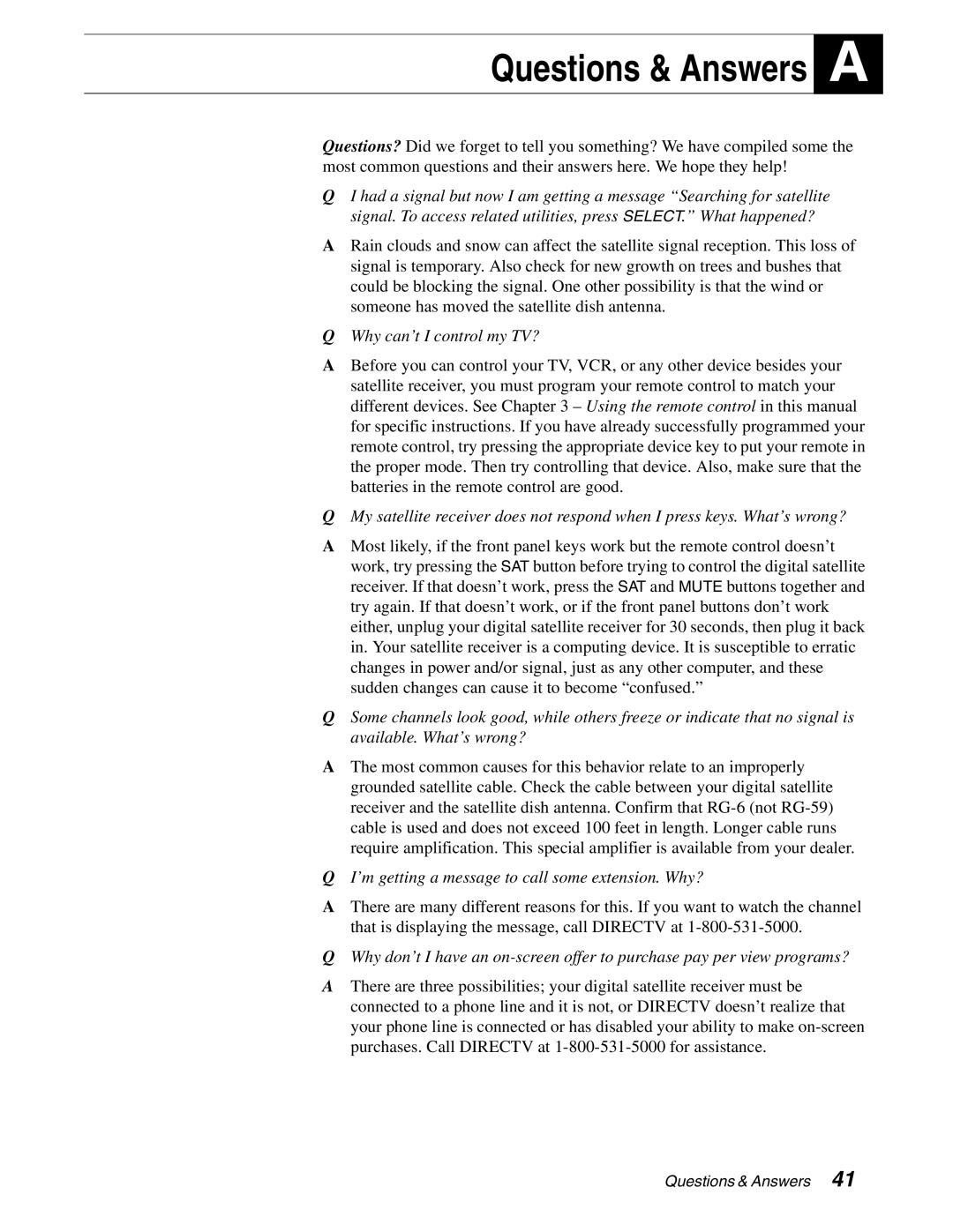 DirecTV HAH-SA manual Questions & Answers 