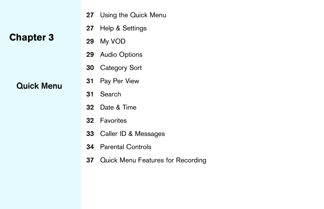 DirecTV HD DVR manual Quick Menu 