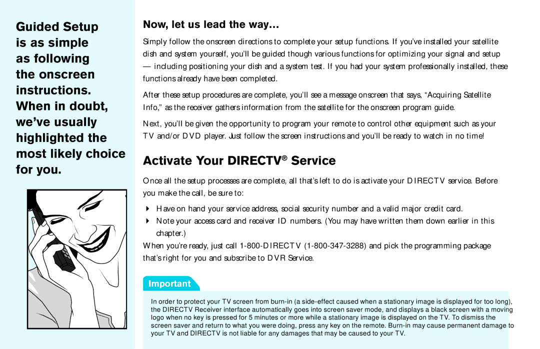 DirecTV HD DVR manual Activate Your Directv Service, Now, let us lead the way… 