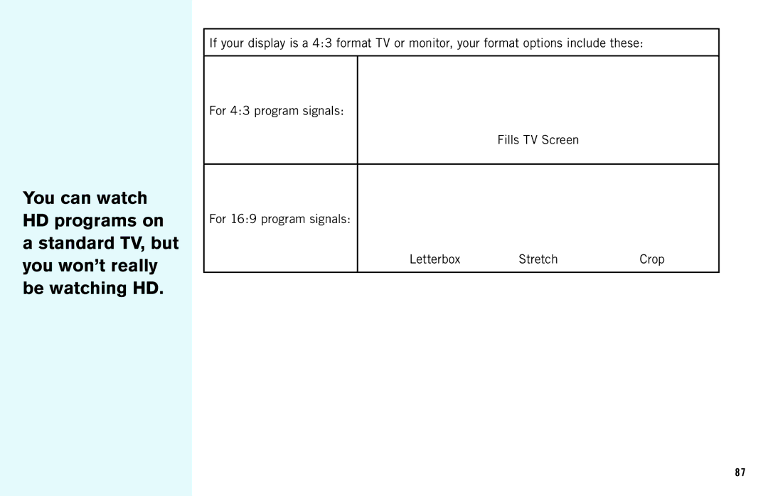 DirecTV HD DVR manual Crop 