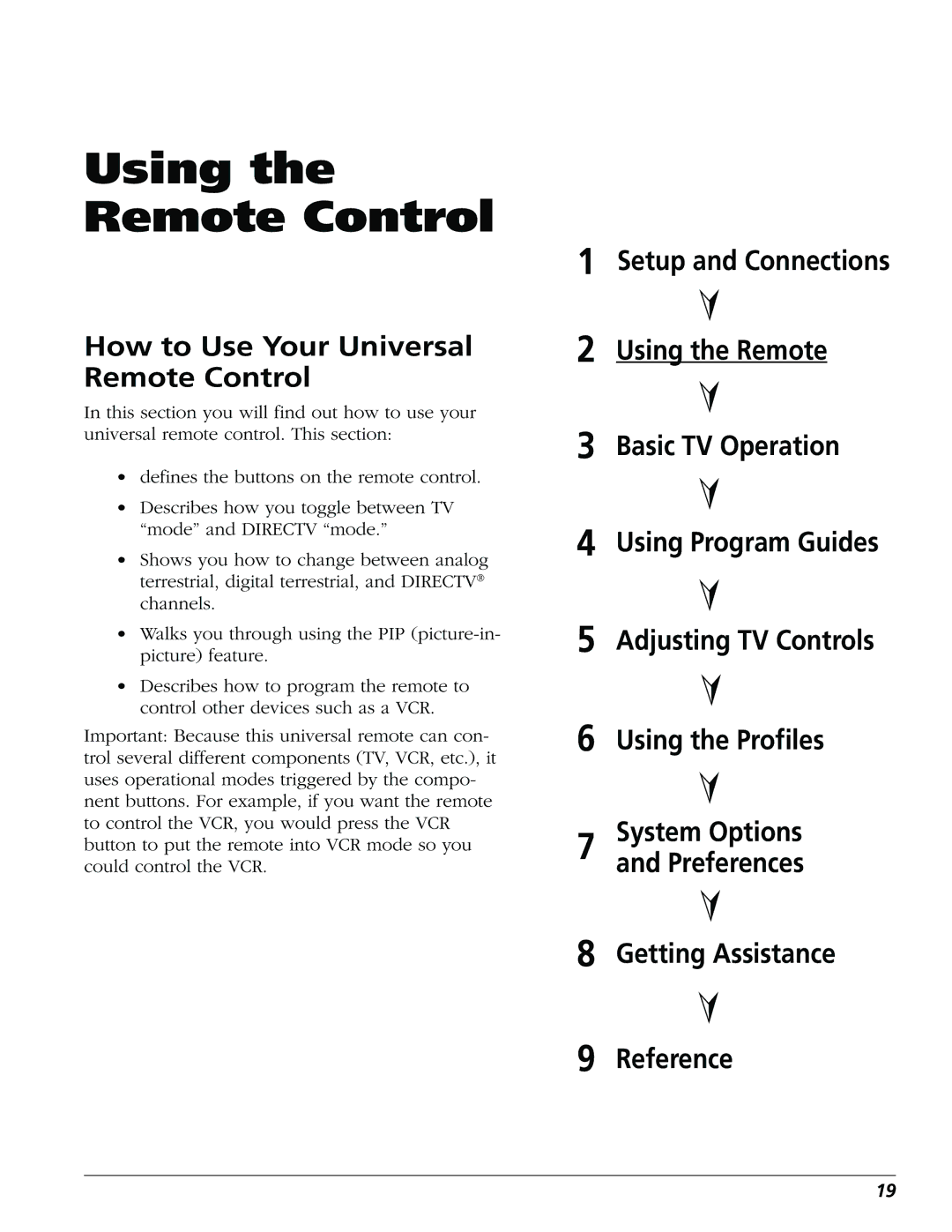 DirecTV HD65W20 manual Using the Remote Control, How to Use Your Universal Remote Control 