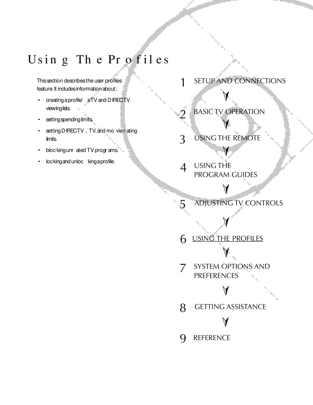 DirecTV HDTV user manual Using the Profiles, Setup and Connections Basic TV Operation 