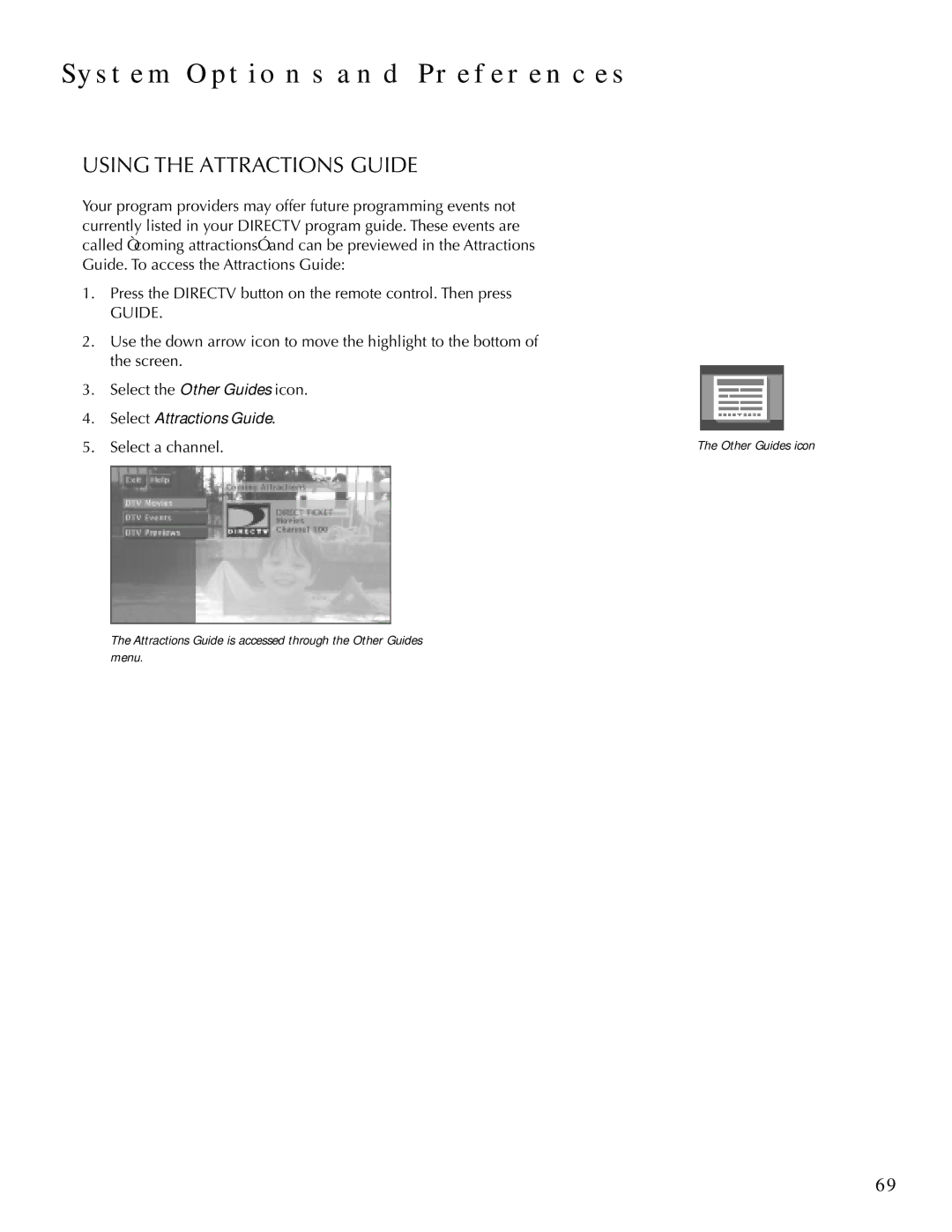 DirecTV HDTV user manual Using the Attractions Guide 