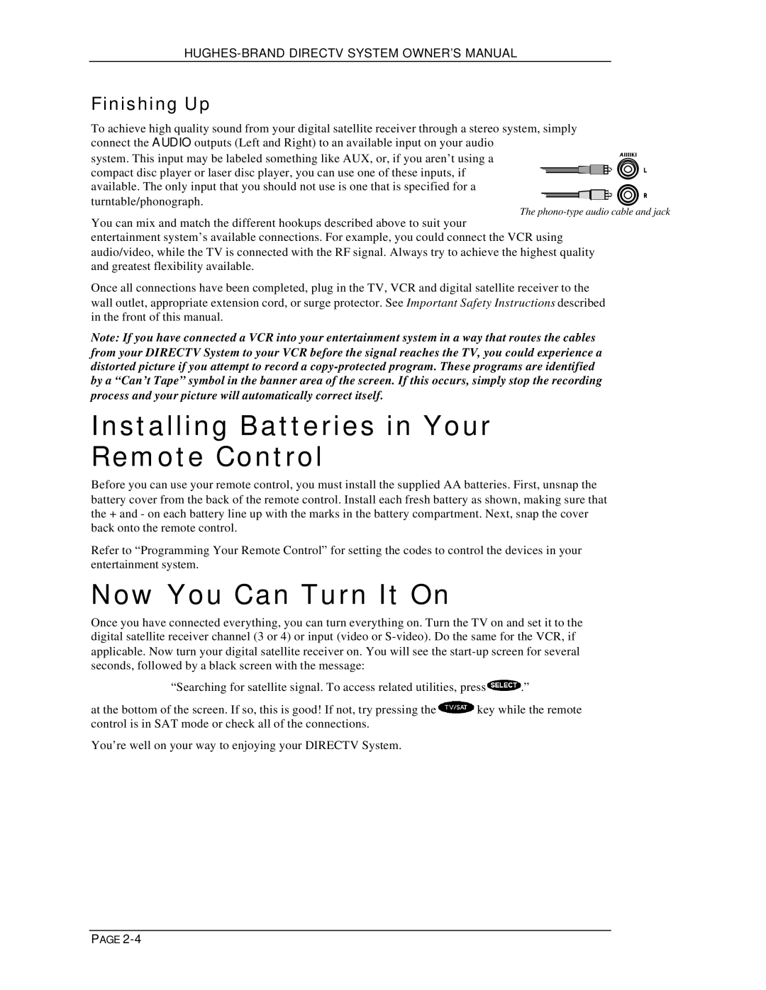 DirecTV HIRD-B1 manual Installing Batteries in Your Remote Control, Now You Can Turn It On, Finishing Up 