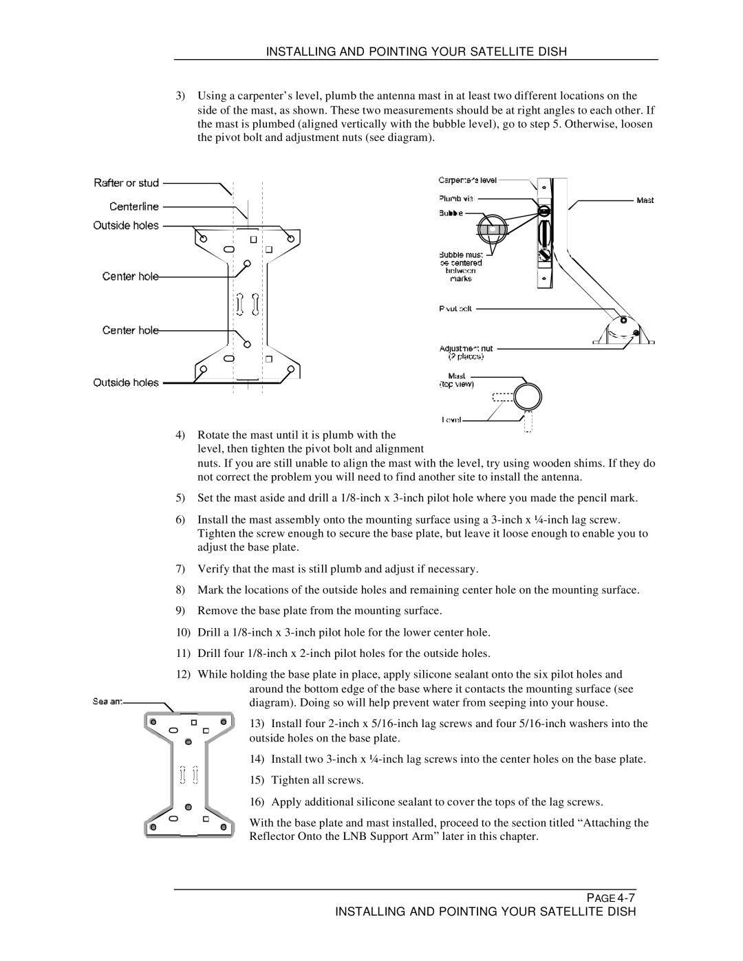 DirecTV HIRD-B1 manual Installing and Pointing Your Satellite Dish 