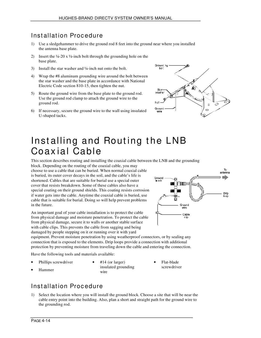 DirecTV HIRD-B1 manual Installing and Routing the LNB Coaxial Cable 