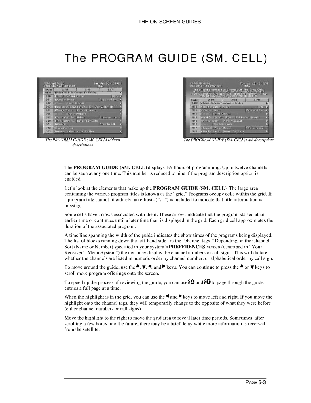 DirecTV HIRD-B1 manual Program Guide SM. Cell 